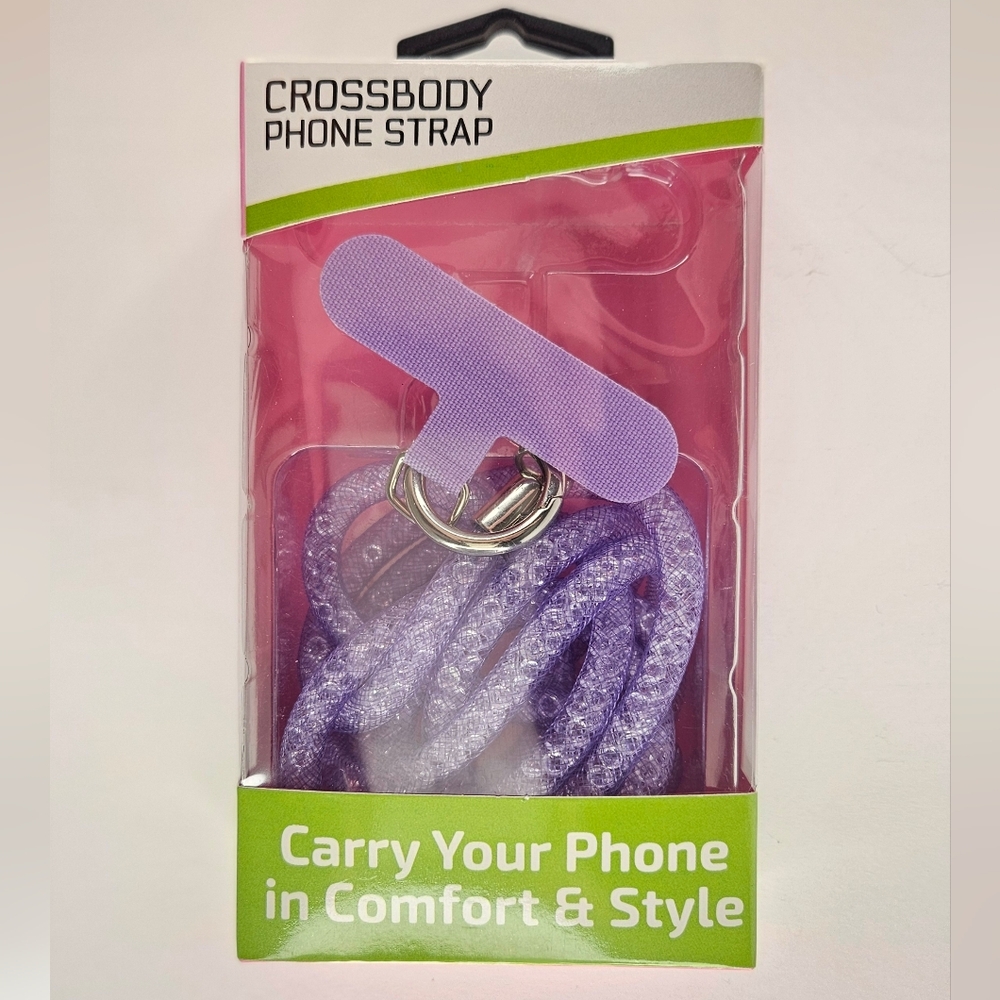 Sparkly Glitz And Glam Crossbody Phone Strap - Purple